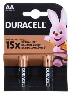 Šarminės baterijos DURACELL BASIC AA/LR6 K2 - lizdinė plokštelė 2 vnt.