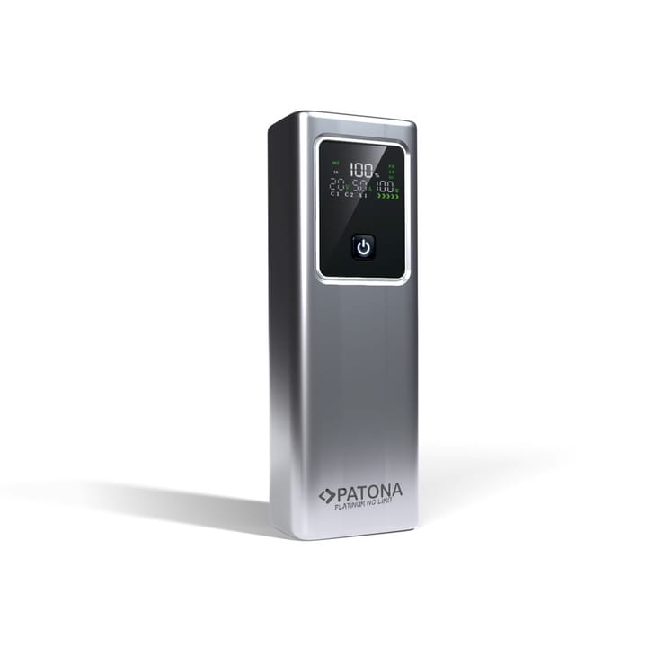 PATONA Platinum Powerbank Luxury One PD100 | 20000mAh | PD 100W | USB-C + USB-A Sidabrinis, Juodas