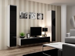 Cama VIGO 4 BI/CZ svetainės sekcija Spinta daiktams ir garso / vaizdo technikai laikyti 1