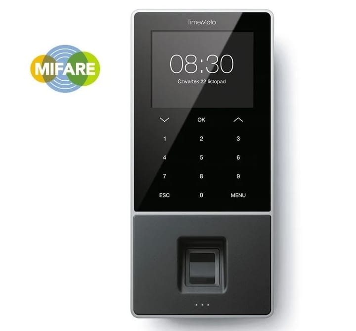 "Safescan TimeMoto TM-828 SC" darbo laiko apskaitos sistema RFID, pirštų atspaudų skaitytuvas, PIN, MIFAME, iDESfire