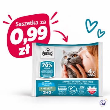 FRENDI Menkė ir upėtakis padaže box – šlapias pašaras katei – 4x100g