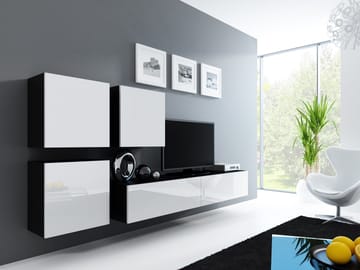 Cama VIGO 23 CZ/BI svetainės sekcija Spinta daiktams ir garso / vaizdo technikai laikyti