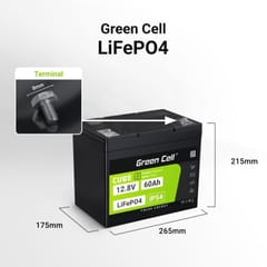 Green Cell LFPGC12V60AH UPS akumuliatorius Ličio geležies fosfatas (LiFePO4) 12,8 V 60 Ah 4