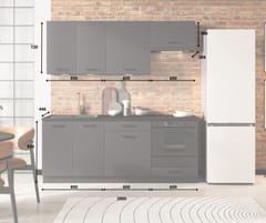 Cosmo Design ANIKA grafito/grafito 2.0 virtuvės baldų komplektas 3