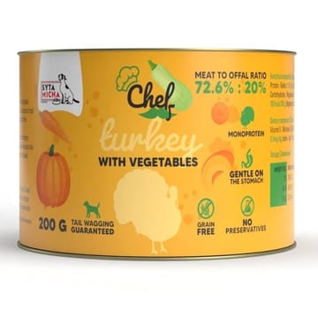 SYTA MICHA Chef Turkey with vegetables Mono - drėgnas ėdalas šunims - 200g