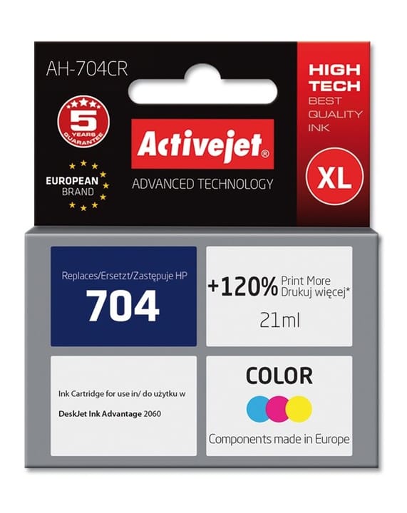 Activejet " " AH-704BR rašalas (pakaitinis HP 704 CN692AE; "Premium"; 20 ml; juodas)