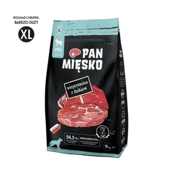 Ponas kiaulienos mėsa su laukiniu šernu XL - sausas šunų maistas - 9 kg