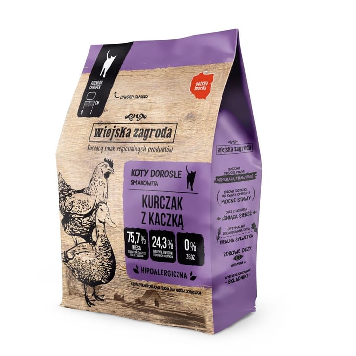 WIEJSKA ZAGRODA Chicken with duck - sausas kačių maistas - 400g