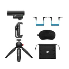 Sennheiser MKE 400 Mobile Kit - kondensatorinis, superkardioidinis mikrofonas su žemo dažnio filtru ir Manfrotto trikoju 5