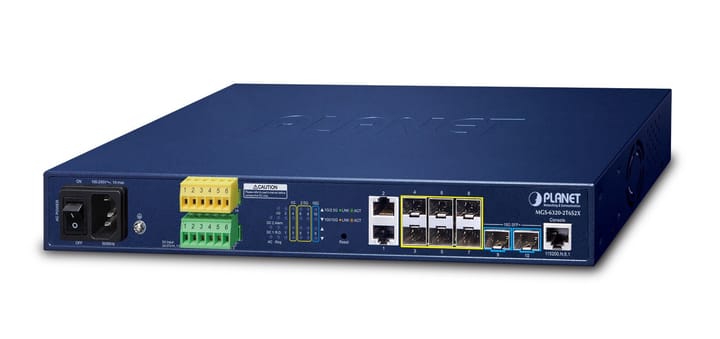 PLANET L3 2-Port 100/1000T + 2-Port Valdomas 1U Mėlyna