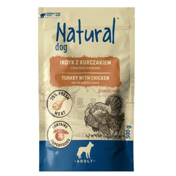 NATURAL Kalakutiena su vištiena ir persikais - drėgnas pašaras šunims - 500g