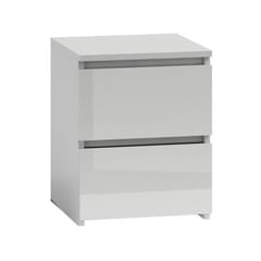 Topeshop M2 blizgus fasadas naktinis staliukas / staliukas prie lovos 2 stalčiai Balta 3