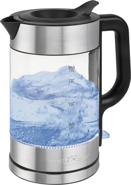 ProfiCook PC-WKS 1322 G elektrinis virdulys 1,7 L 2200 W Sidabras, Juoda, Permatomas