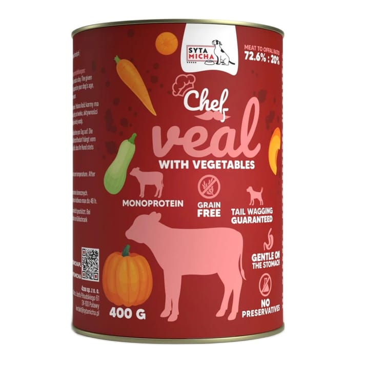 SYTA MICHA Chef Veal with vegetables - drėgnas ėdalas šunims - 400g