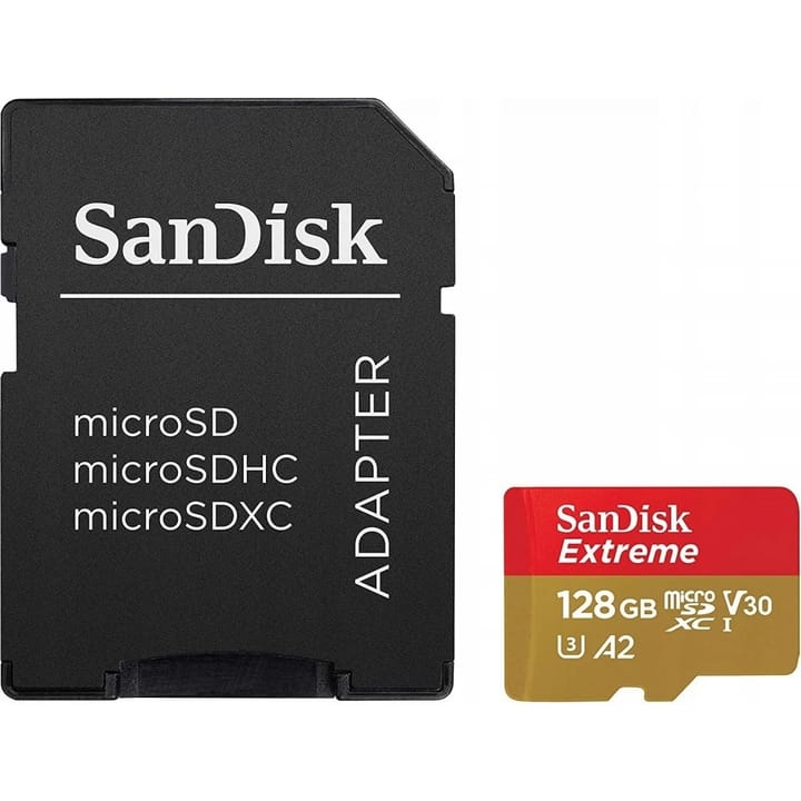 SanDisk Extreme 128 GB MicroSDXC UHS-I Klasės 10 + adapteris