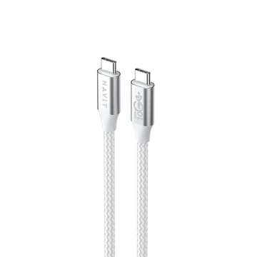 Havit CB6290 - 1 m ilgio kabelis iš C tipo USB į C tipo USB (baltas/pilkas)