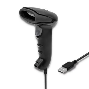 Qoltec 50866 Lazerinis brūkšninių kodų skaitytuvas 1D | CCD | USB | Juoda