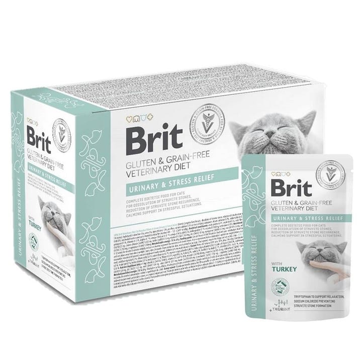BRIT VD Urinary and Stress Relief Pouch Box - drėgnas pašaras katėms - 12x85g