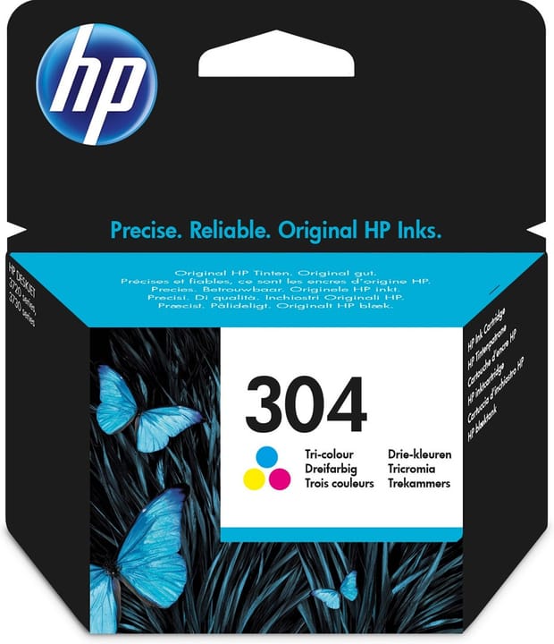 HP 304 Originalus Žydras, Rausvai raudona, Geltona