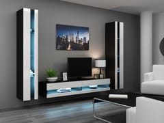 Cama VIGO NEW3 CZ/BI svetainės sekcija Spinta daiktams ir garso / vaizdo technikai laikyti