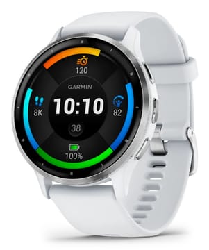 Garmin Venu 3 3,56 cm (1.4") AMOLED 45 mm Skaitmeninis 454 x 454 pikseliai Lietimui jautrus ekranas Sidabras, Balta „Wi-Fi“ GPS (palydovinis)
