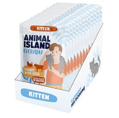ANIMAL ISLAND Everyday Kitten Turkey with veal Box - šlapias kačių maistas - 12x85g