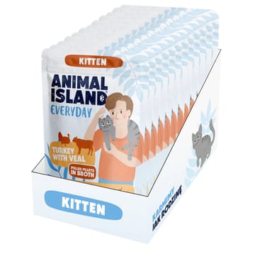 ANIMAL ISLAND Everyday Kitten Turkey with veal Box - šlapias kačių maistas - 12x85g