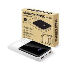 Išorinė baterija 10 000 mAh, 2× USB, 1× USB-C 22,5 W, QC4+, LCD ekranas, balta 4