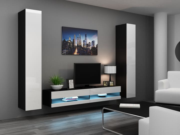 Cama VIGO NEW4 CZ/BI svetainės sekcija Spinta daiktams ir garso / vaizdo technikai laikyti