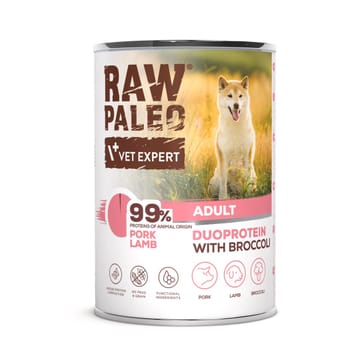 VETEXPERT Raw Paleo Duoprotein Pork & Lamb Adult - drėgnas ėdalas šunims - 400g