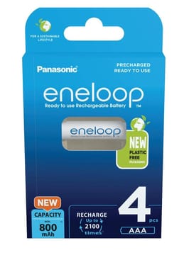 Įkraunamos baterijos PANASONIC ENELOOP AAA 800 mAh 4 vnt. (BK-4MCDE/4CP)
