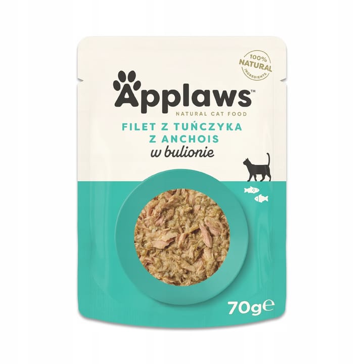 APPLAWS Tuna fillet with anchovy & seaweed in broth - šlapias kačių maistas - 70g