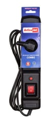 Activejet COMBO 3GN 1,5m elektros tinklo ilgintuvas 3 AC išvestis(ys / čių) Vidaus Juoda 3