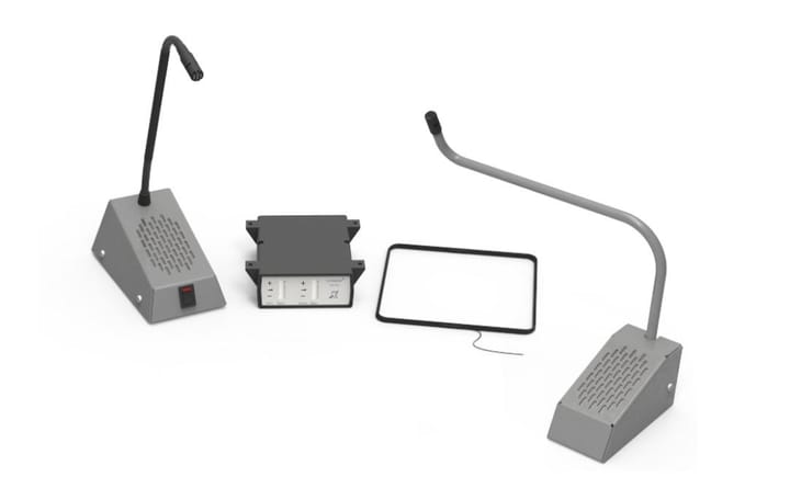 Contacta STS-K035-G-LH Intercom išlenkta kairiojo mikrofono sistema, laisvai pastatoma