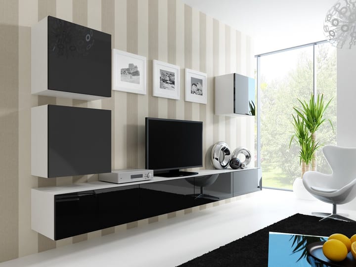 Cama VIGO 22 BI/CZ svetainės sekcija Spinta daiktams ir garso / vaizdo technikai laikyti