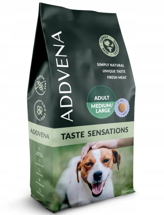 ADDVENA Taste Sensations Adult Medium/Large Turkey - sausas maistas šunims - 10kg