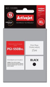Activejet ACC-550BN rašalas (pakaitalas Canon PGI-550BK; Supreme; 25 ml; juodas)