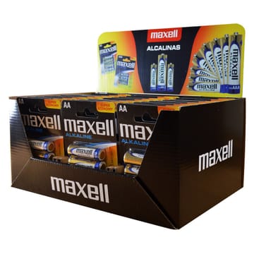 Maxell šarminės baterijos LR6 AA, 4 vnt. pakuotė (30 blisterinių pakuočių / 120 vnt. baterijų)