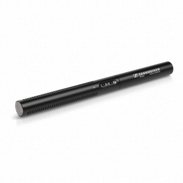 Sennheiser MKE 600 - kondensatorinis mikrofonas, lobarinis (juostinė charakteristika), su žemo dažnio filtru.