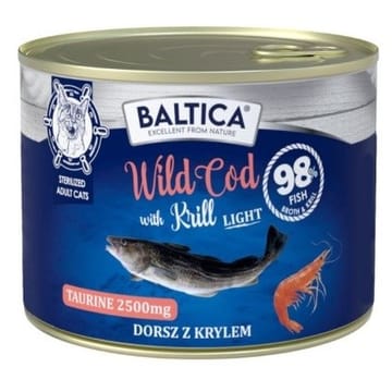 BALTICA Excellent Wild cod with krill Light - šlapias kačių maistas - 185g