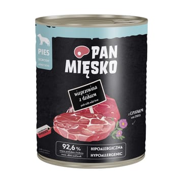 PAN MIĘSKO Pork with wild boar - drėgnas ėdalas šunims - 800g