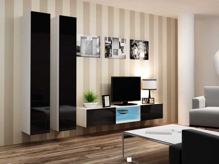 Cama VIGO 19 BI/CZ svetainės sekcija Spinta daiktams ir garso / vaizdo technikai laikyti