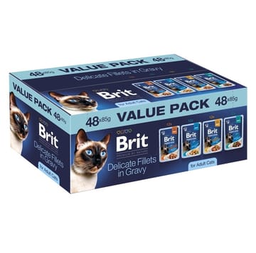BRIT Premium by Nature Delicate fillets in gravy Box - šlapias kačių maistas - 48x85g