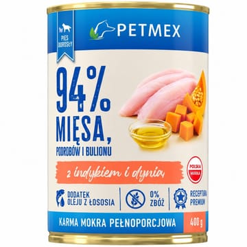 PETMEX with turkey and pumpkin - drėgnas ėdalas šunims - 400g