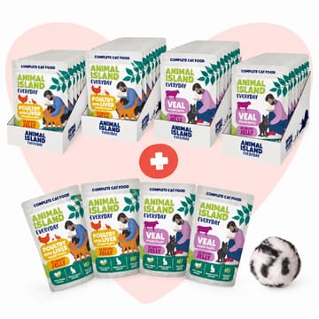 ANIMAL ISLAND Love Box Fillets in Jelly Box + Toy - šlapias kačių maistas - 48x85g