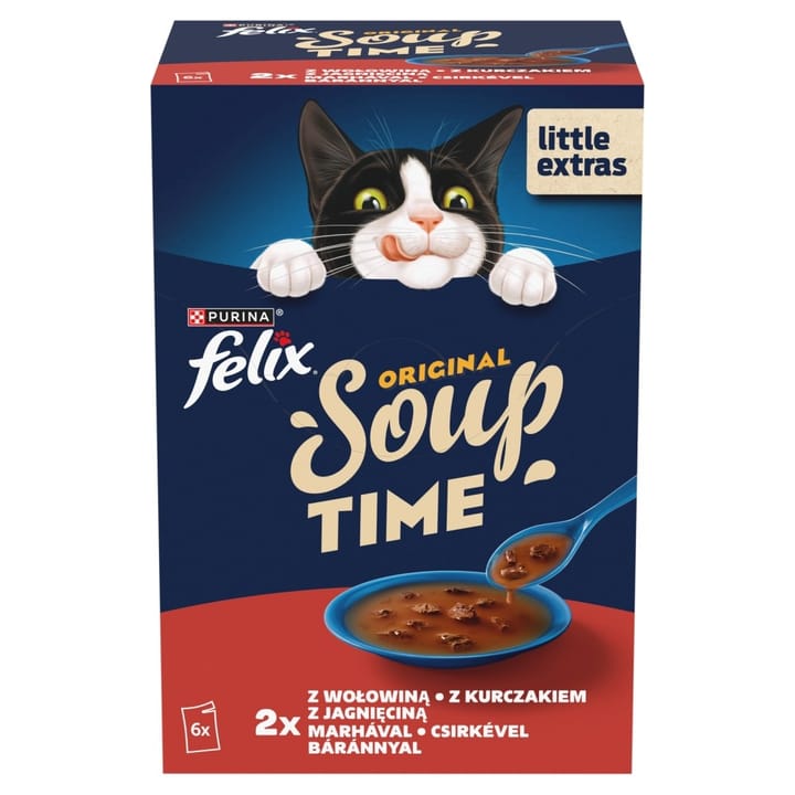 PURINA Felix Original Soup Time Box Beef, lamb, chcken - šlapias kačių maistas - 6x48g