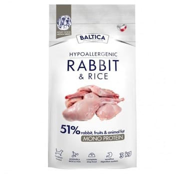 BALTICA Nutraceutic Hypoallergenic M Rabbit with rice - sausas maistas šunims - 3kg