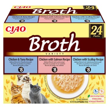 INABA Ciao Broth with chicken, salmon, tuna and scallop - skanėstas katėms - 24x40g