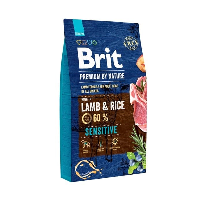 BRIT Premium by Nature Adult Sensitive Lamb and Rice - sausas maistas šunims - 8 kg