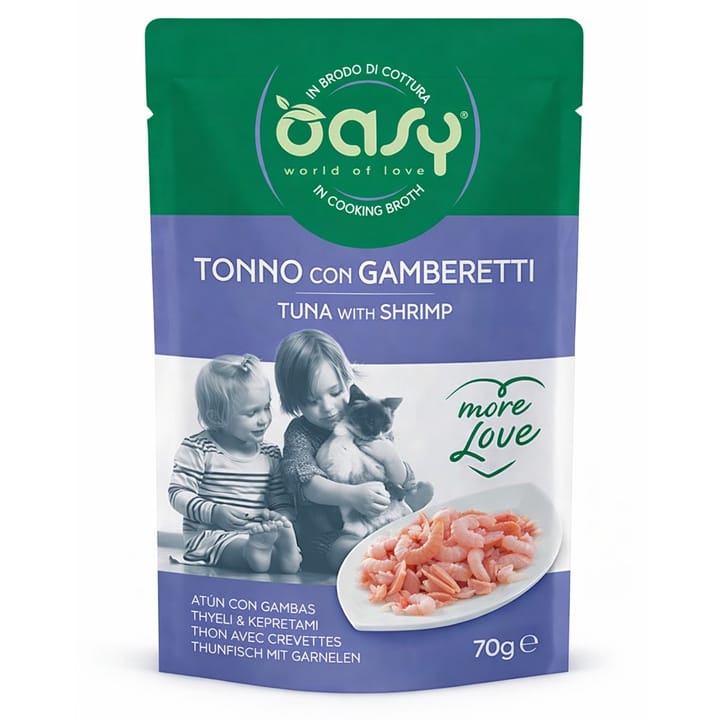 OASY More Love Tuna with shrimp - šlapias kačių maistas - 70g
